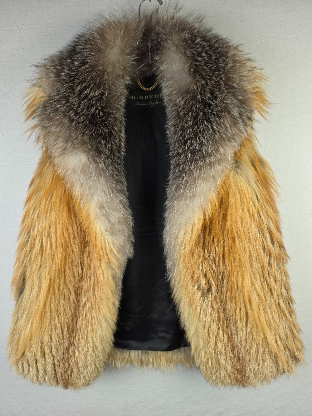 Rare Burberry Runway Golden Fox Fur Gilet Vest Italy Goat Suede size 4 OpenFront - Picture 2 of 16